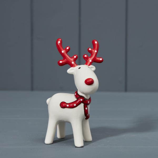 Red and White Ceramic Deer