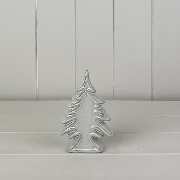 Glazed Ceramic Christmas Tree Ornament with Textured Detail