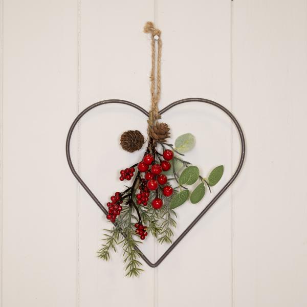 Wire Heart Wreath with Foliage