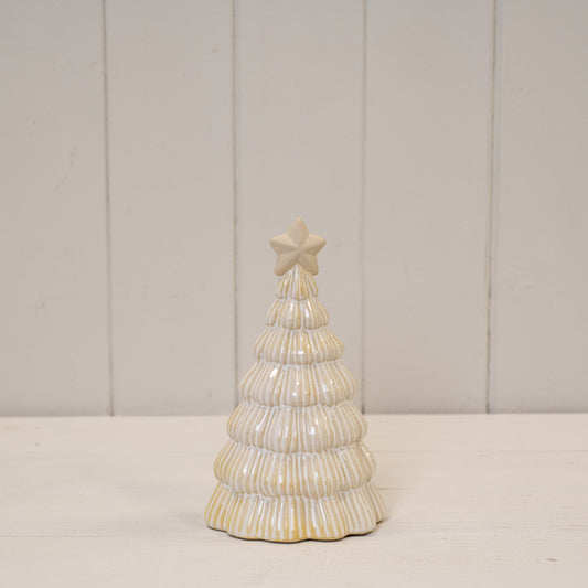 Medium Stone Glazed Ribbed Christmas Tree with Star Topper