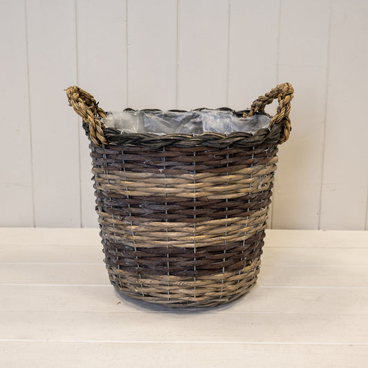 Split Willow Round Basket With Ears