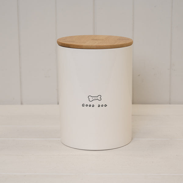 'Good Dog' Ceramic Treat Jar with Bamboo Lid