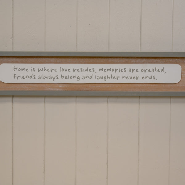 Rectangle Grey Wooden Sign 'Home is Where Love Resides'