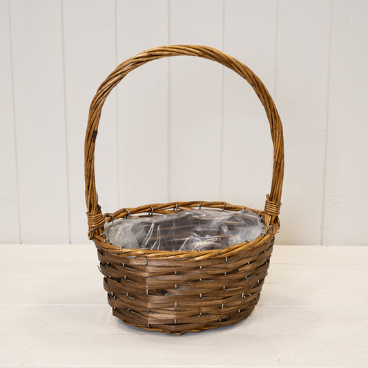 Oval Brown Willow Basket with Overhandle