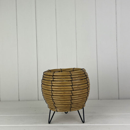 Bulbous Rattan Pot With Legs