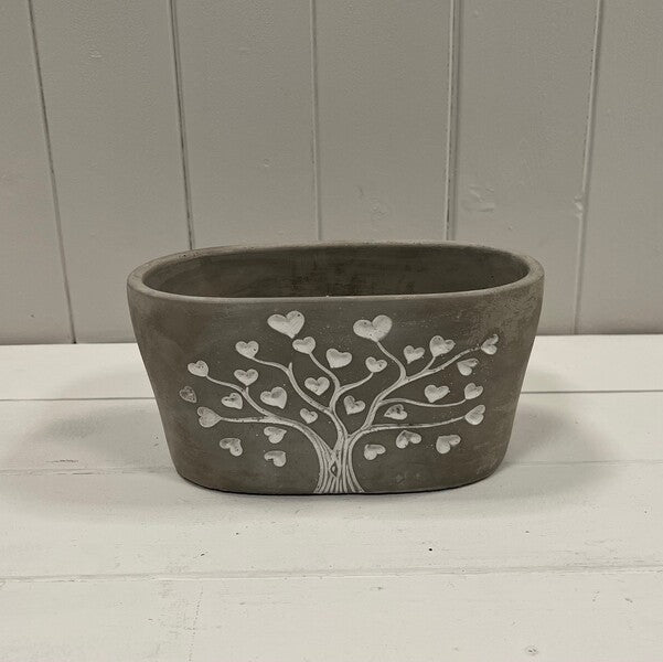 Grey Cement Love Tree Trough