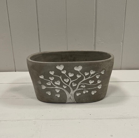 Grey Cement Love Tree Trough