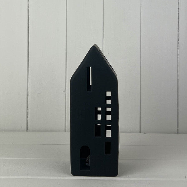 Tall Black Ceramic LED House