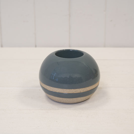 Blue Glazed Tealight Holder with Unglazed Design