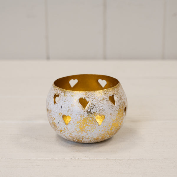 Antique Gold Votive With Heart Design