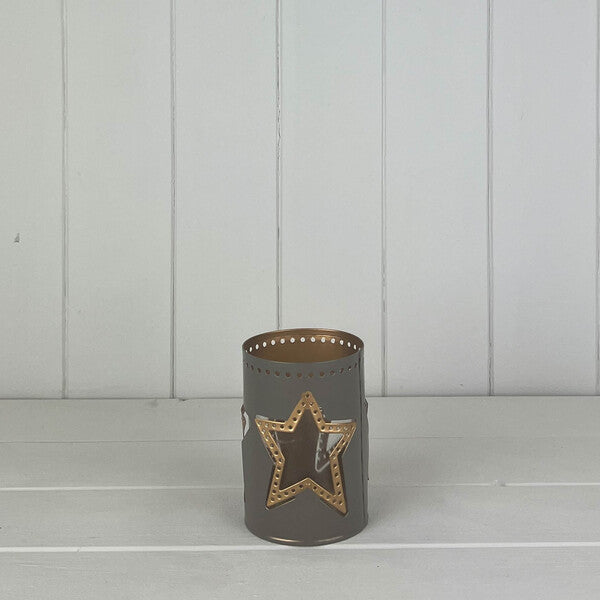 Grey Tealight Holder with Star Design