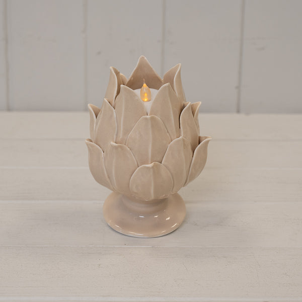 Natural Glazed Artichoke Candle Holder