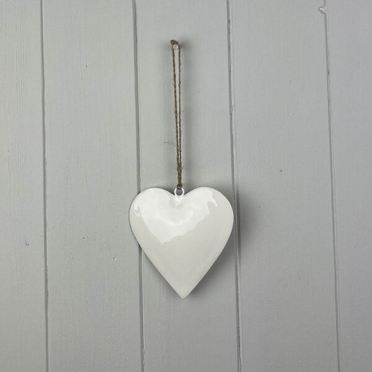 White Enamel Hanging Heart