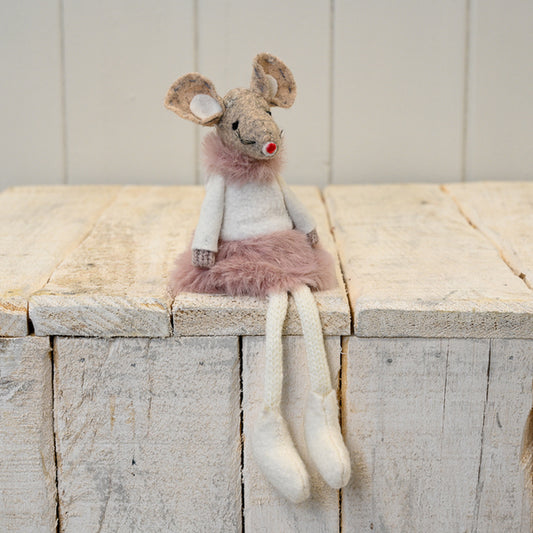 Pink Fabric Mouse with Skirt