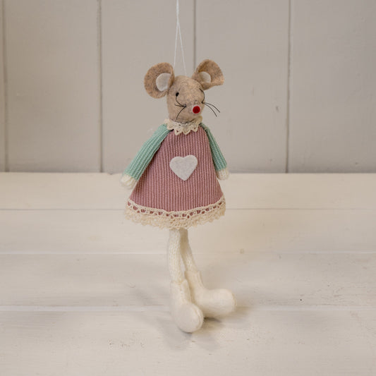 Pink And Green Fabric Hanging Mouse