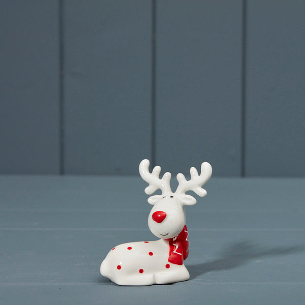Red and White Ceramic Deer