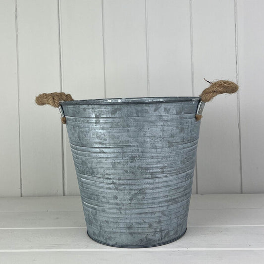 Ribbed Zinc bucket with Hessian Ears