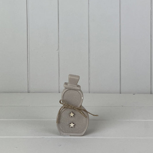 Sand Texture Effect Ceramic Snowman Decoration