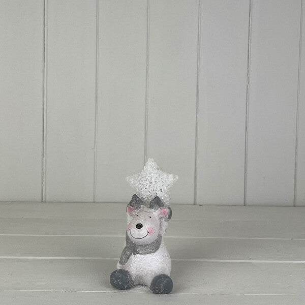 Small Reindeer Holding A Light Up Star