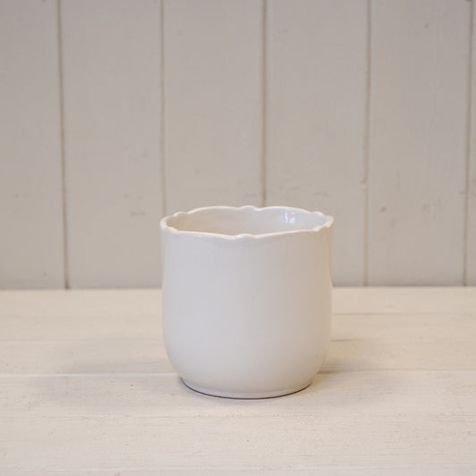 White Ceramic Pot Heart Design