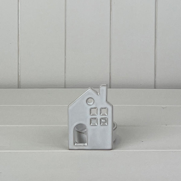 White Ceramic House Tealight Holder