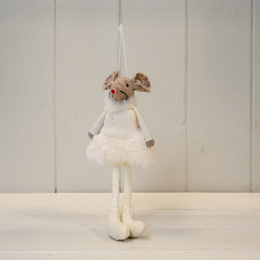 White Hanging Fabric Mouse with Skirt