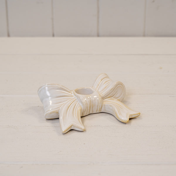Stone Glazed Long Bow Candle Holder