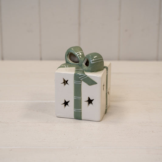 White/Green Ceramic Present With LED