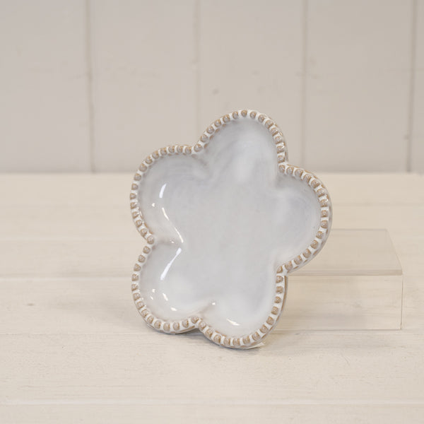Natural Ceramic Flower Shaped Plate with Bobble Rim