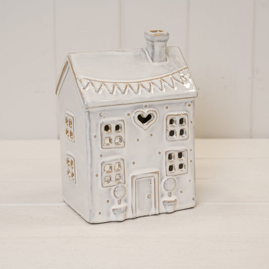 Natural Ceramic Heart Tealight House
