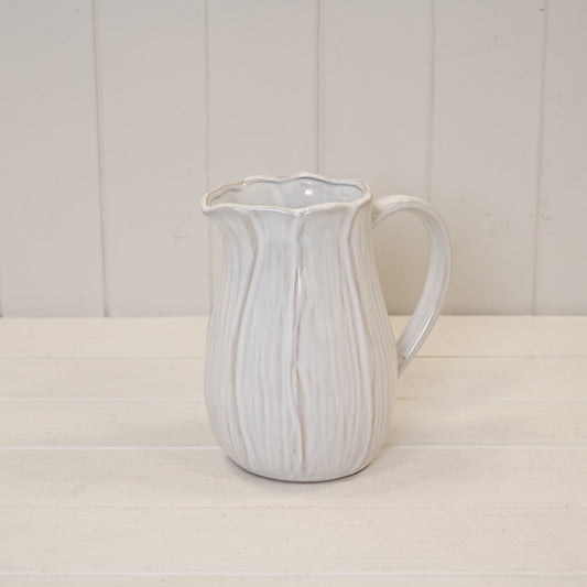 Natural Ceramic Jug with Petal Shape Design