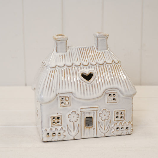 Natural Ceramic Thatch Roof Tealight House