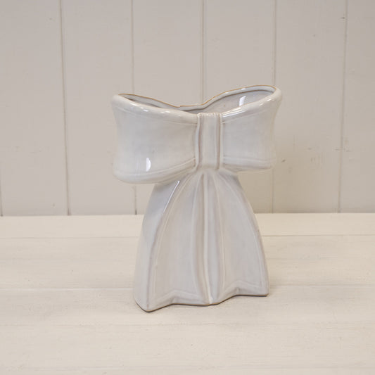 White Ceramic Bow Vase