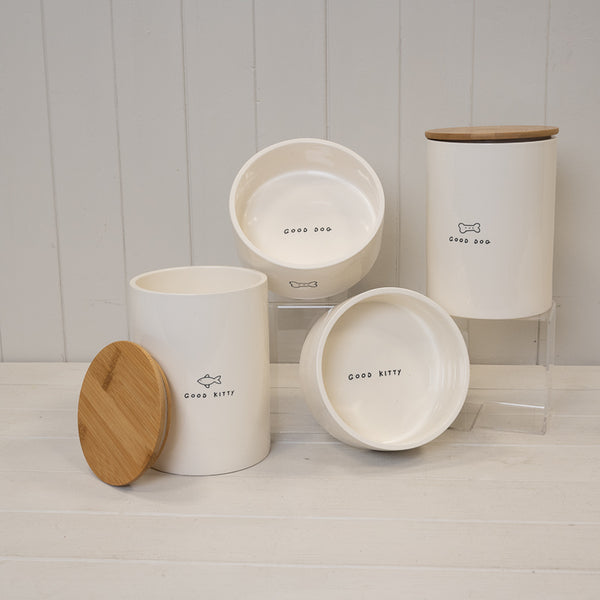 'Good Dog' Ceramic Treat Jar with Bamboo Lid