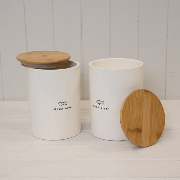 'Good Dog' Ceramic Treat Jar with Bamboo Lid