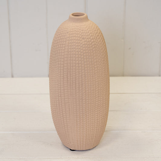 Tall Tan Textured Stone Vase
