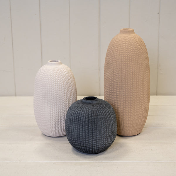 Tall Tan Textured Stone Vase