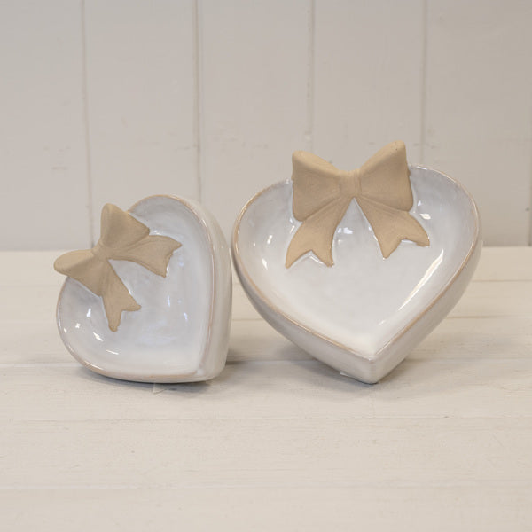 Heart Shaped Shallow Dish with Unglazed Bow