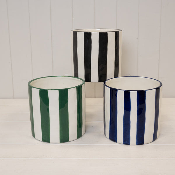 Striped Ceramic Round Pot