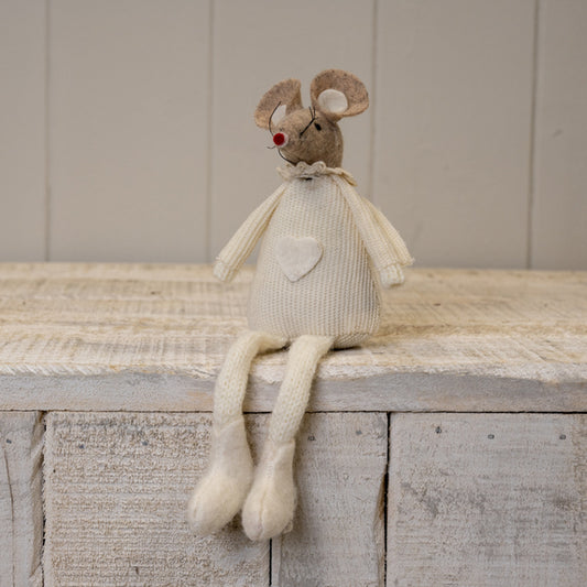 Cream Fabric Sitting Mouse