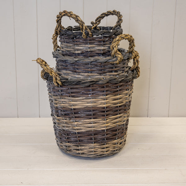 Split Willow Round Basket With Ears