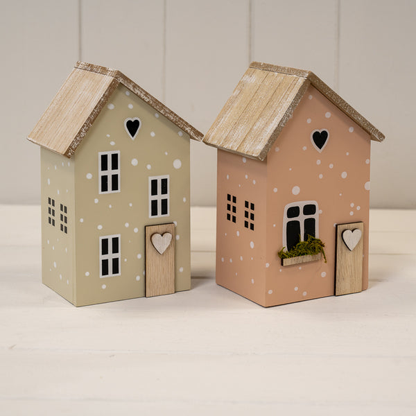 Pink Wooden House Decoration