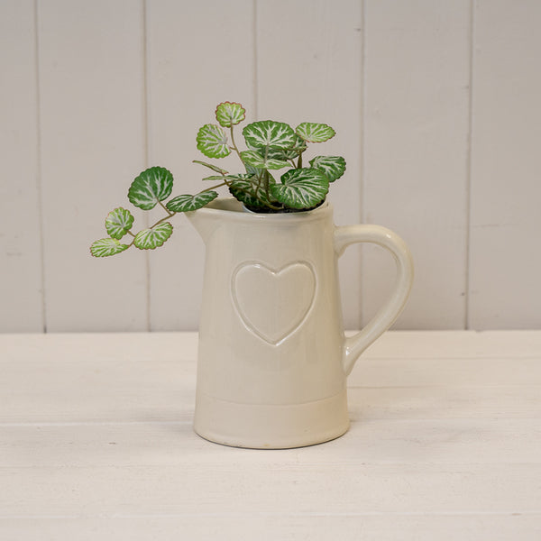 Cream Debossed Heart Jug