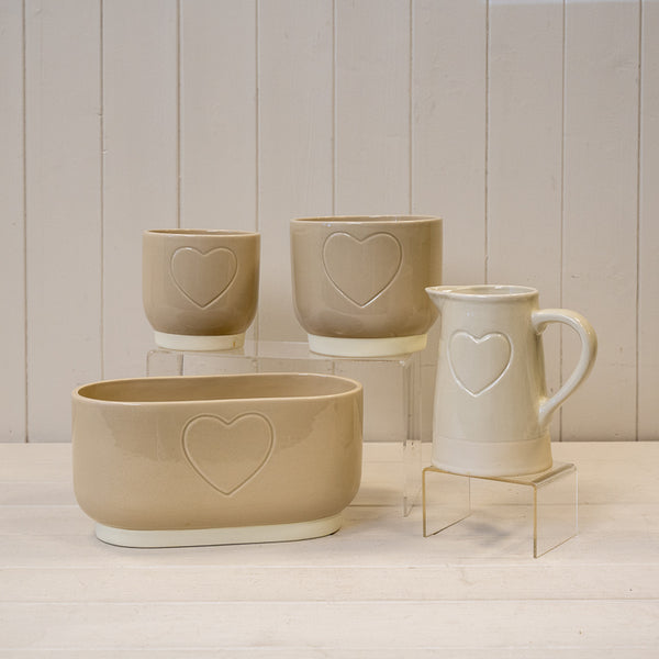 Cream Debossed Heart Jug