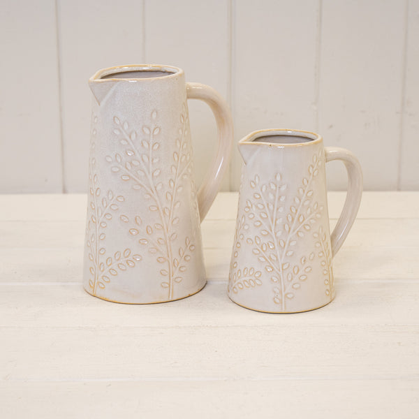 Ceramic Natural Jug with Olive Branch Design