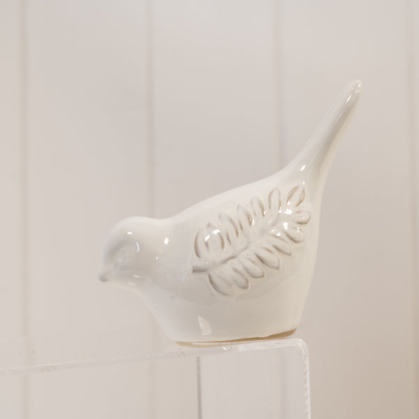 Ceramic Natural Bird with Olive Branch Detail