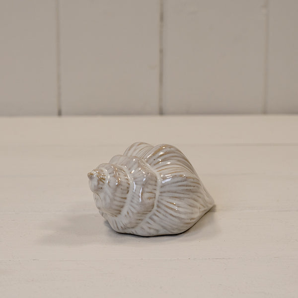 Glazed Ceramic Shell Ornament With Textured Detail
