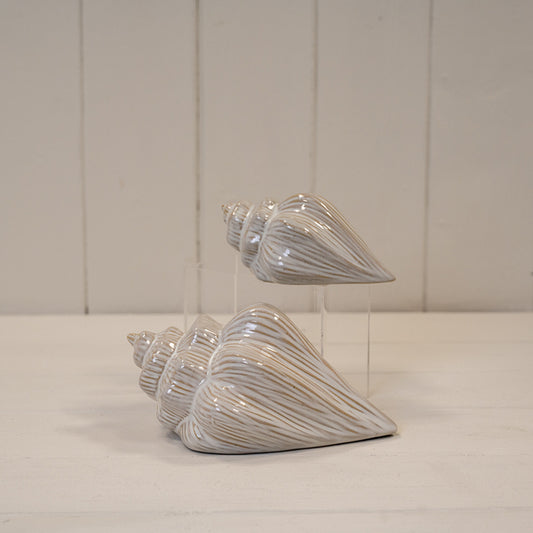 Glazed Ceramic Shell Ornament With Textured Detail
