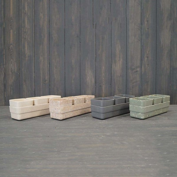 Terrazzo Sage Green Bamboo Trio Plant Pots And Tray