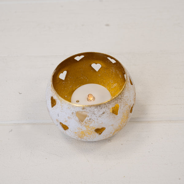 Antique Gold Votive With Heart Design